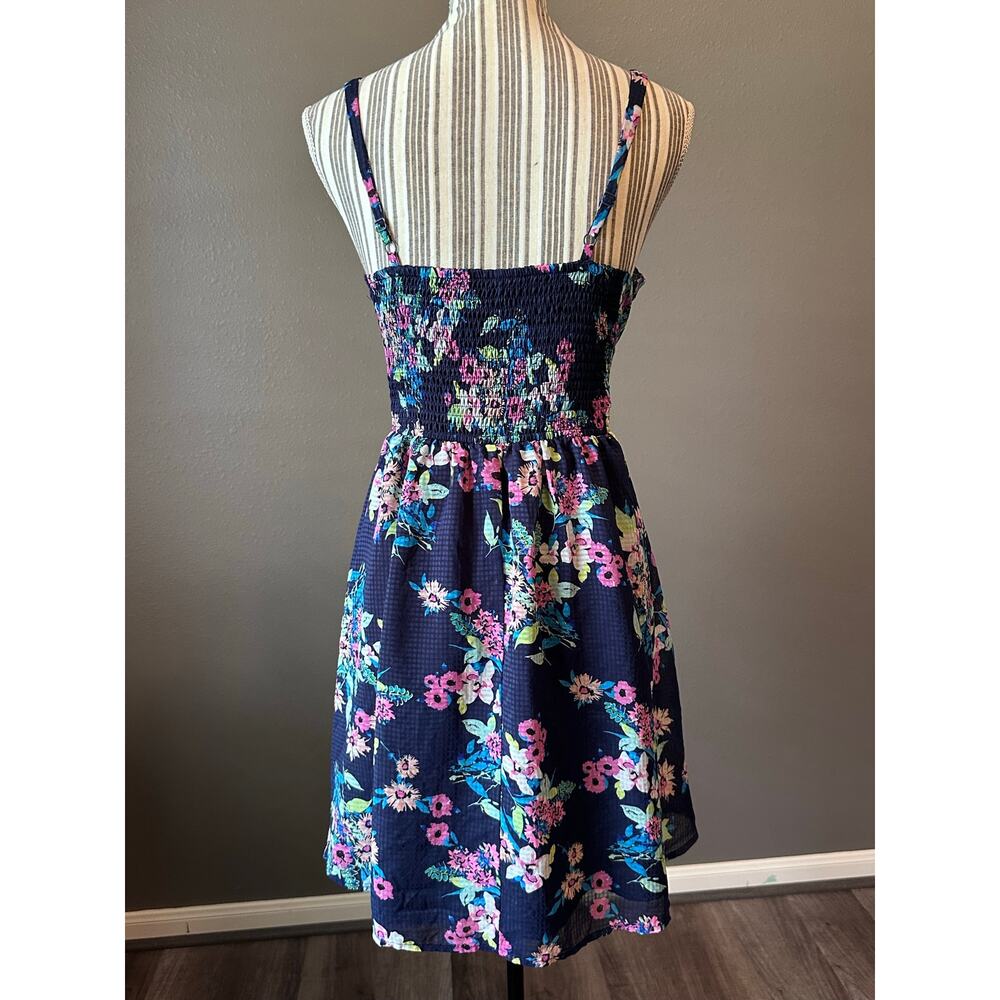 Vintage Candie’s Floral Sundress Navy Blue Fit & Flare Dress Size XL - Picture 8 of 9